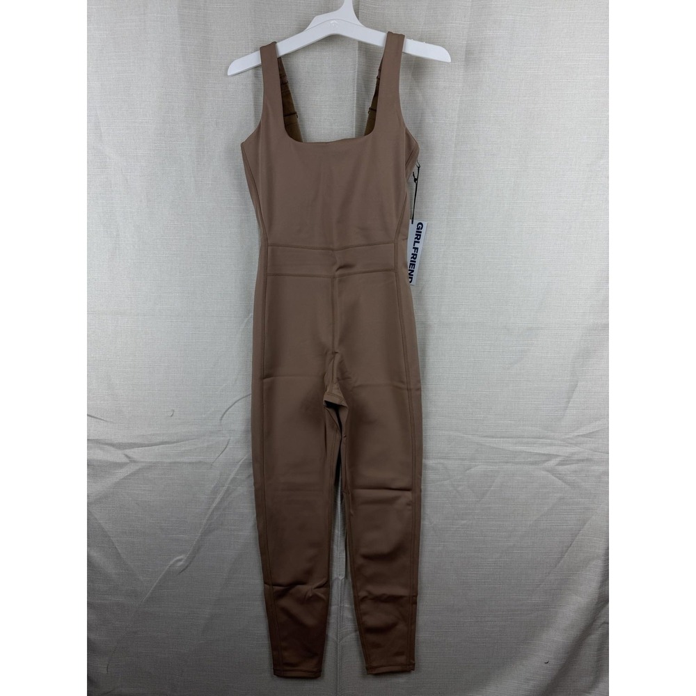Girlfriend Collective Unitard Womens Small Brown Square Neck 25 Inseam Stretch